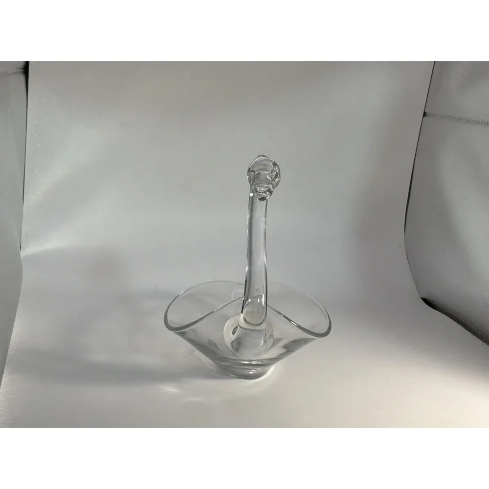 Vintage Duncan & Miller Clear Open Swan Glass Candy Nut Trinket Dish 6